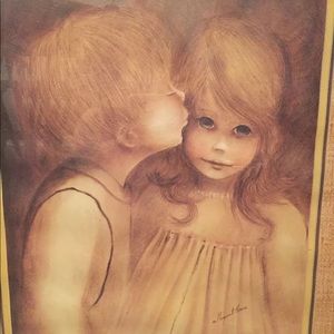 1970s Margaret Kane big eyes “a little kiss” print